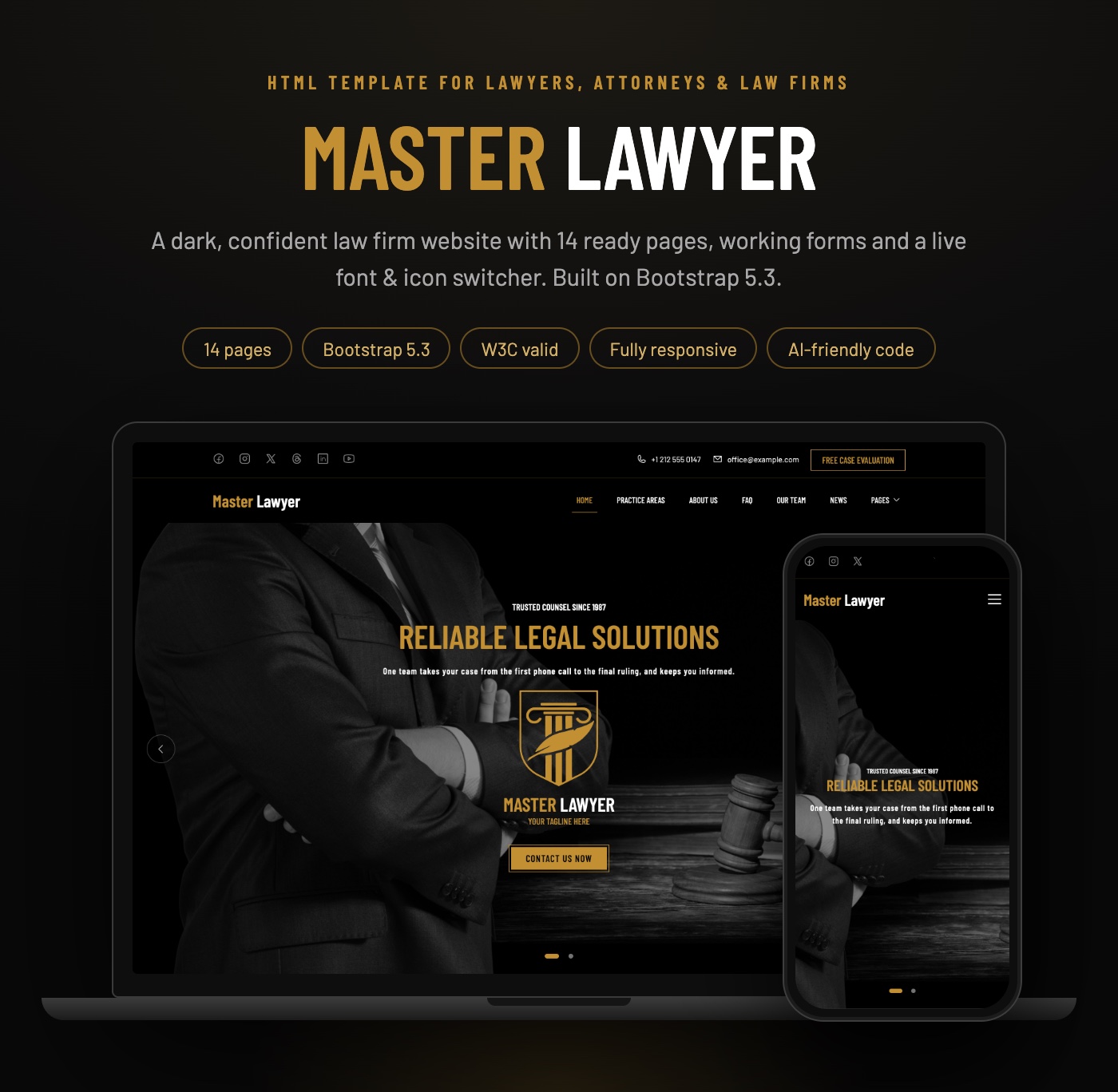 Master Lawyer - Law Firm & Attorney HTML Template