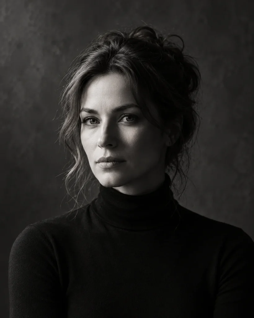 Low-key monochrome portrait of a woman
